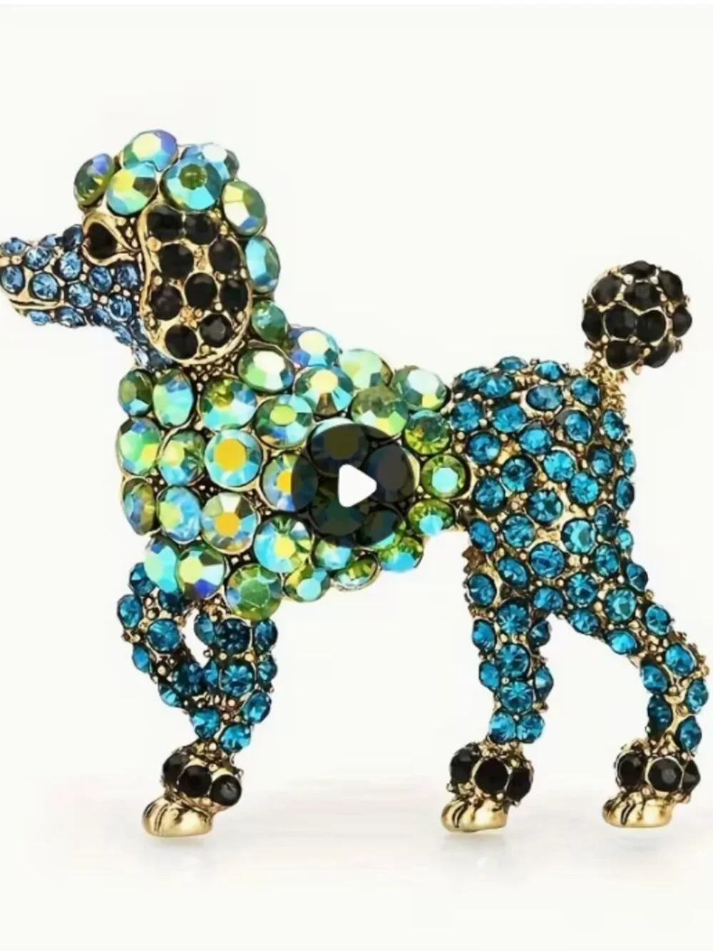 Vintage Style Crystal Rhinestone embellished Poodle Puppy Brooch